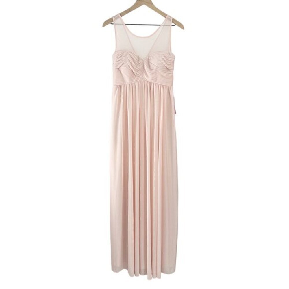 Birdy Grey Ryan Ruched Mesh Overlay Empire‎ Waist Gown Blush Pink Medium - Picture 2 of 12